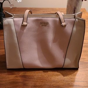 Guess large leather tote colorblock design
